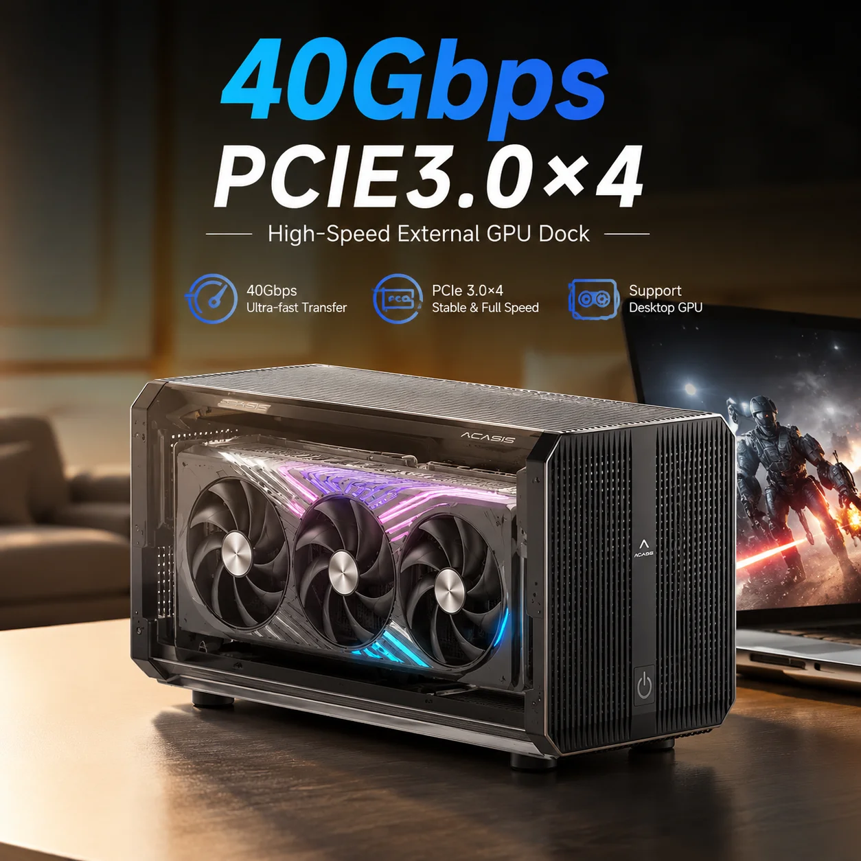 Thunderbolt 4 External Gpu Enclosure - Acasis 40Gbps eGPU Enclosure with 24pin